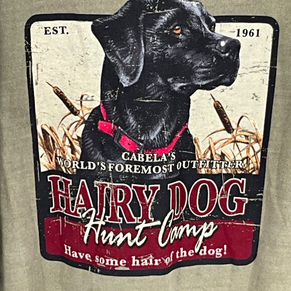 Cabelas Hairy Dog Hunt Camp Mens Long‎ Sleeve Shirt Olive Green Large - Picture 6 of 8